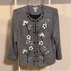 GRAFF black and white jacket with floral appliqué size XL